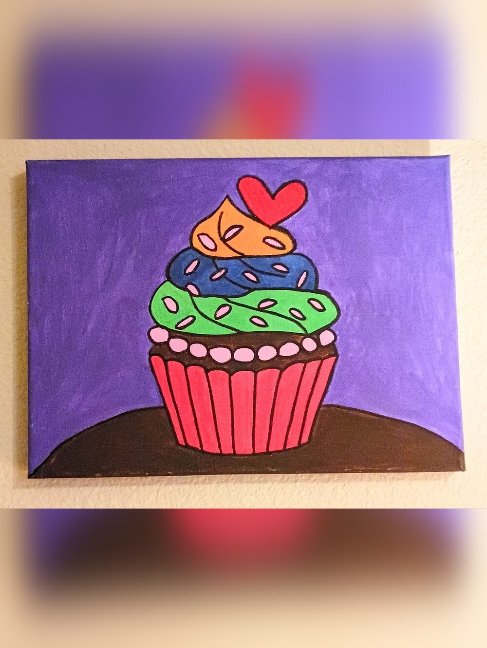 Colorful Purple Cupcake Canvas Wall Art